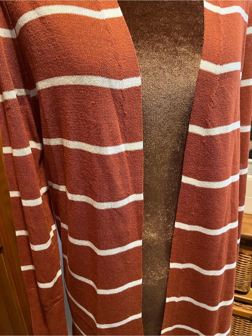 Halogen Rust and White Striped Knit Top - Picture 2 of 4